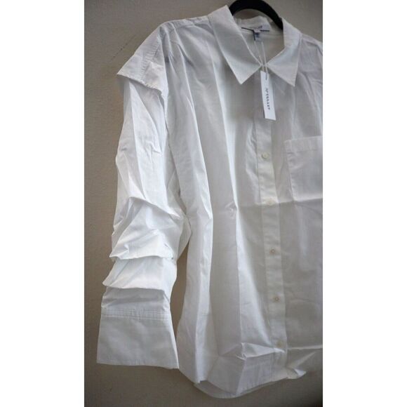 Derek Lam 10 Crosby Women's Sz 2 White Marley Button-Front Ruched L/S Shirt - Picture 6 of 10